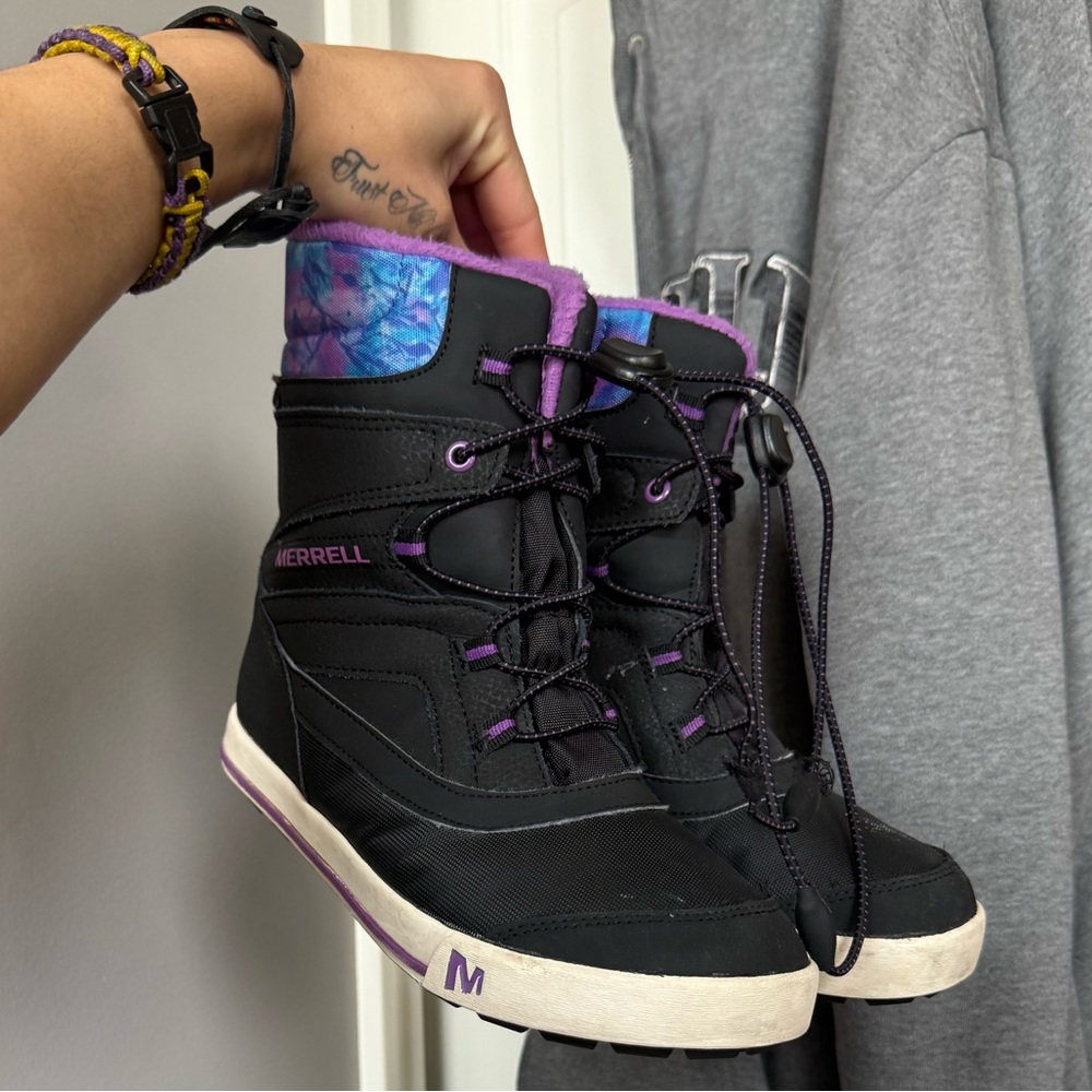 Black and purple merrell snow boots